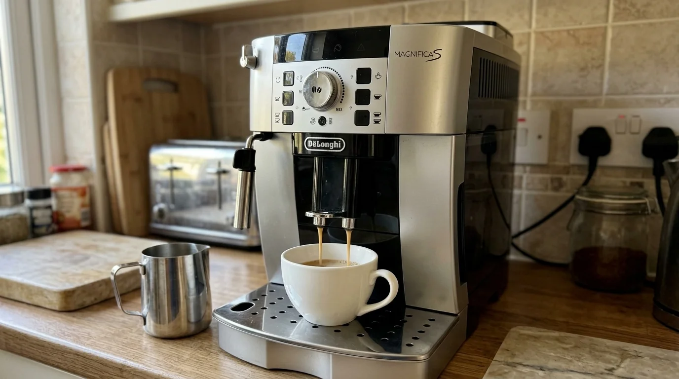 De'Longhi Magnifica S compact bean-to-cup automatic coffee machine with 13-setting grinder and 2-in-1 milk frother