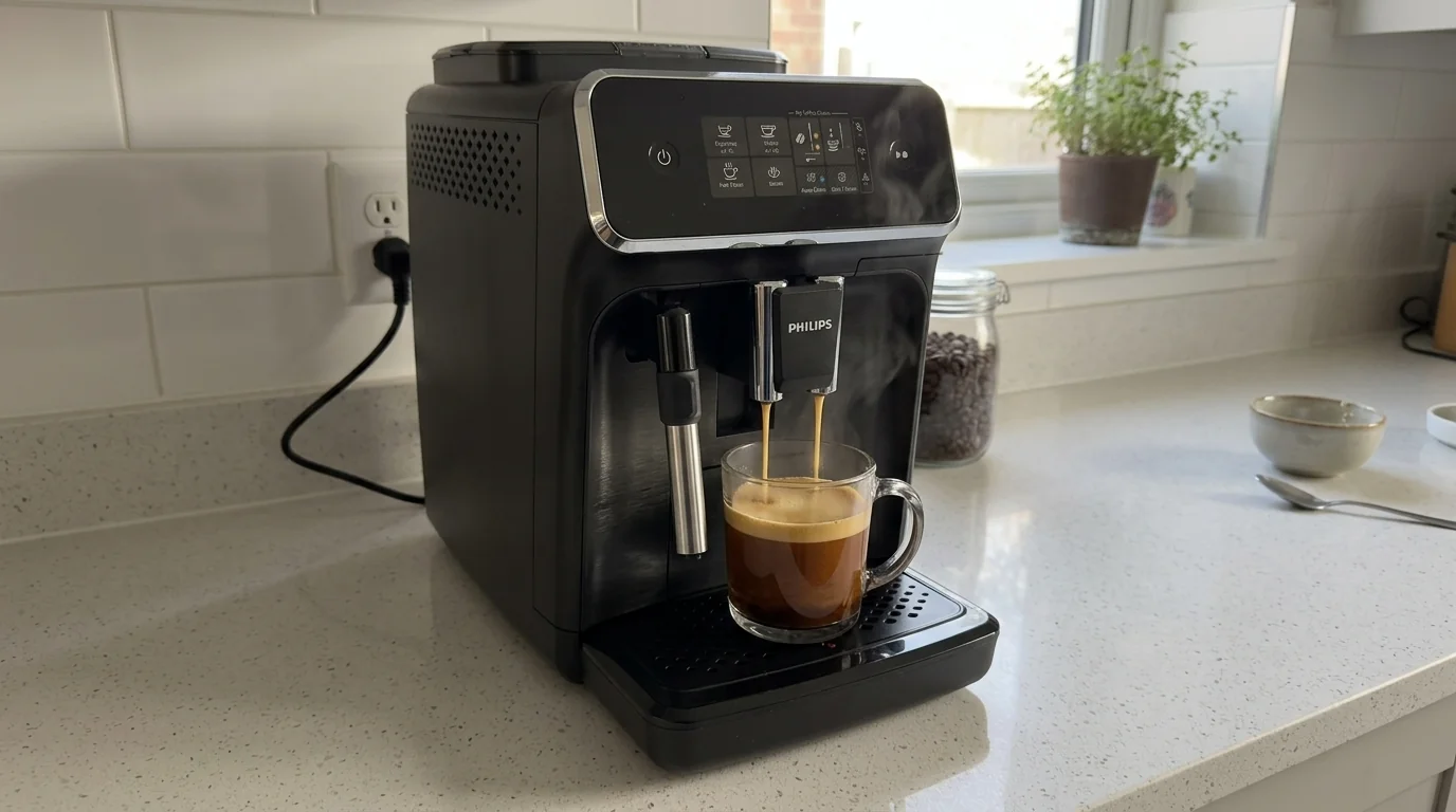 Philips 2200 Series Panarello bean-to-cup automatic espresso machine with ceramic grinder and classic milk frother